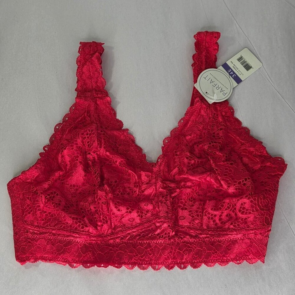 NWT PARFAIT Adriana Wire-Free Lace Bralette - Red